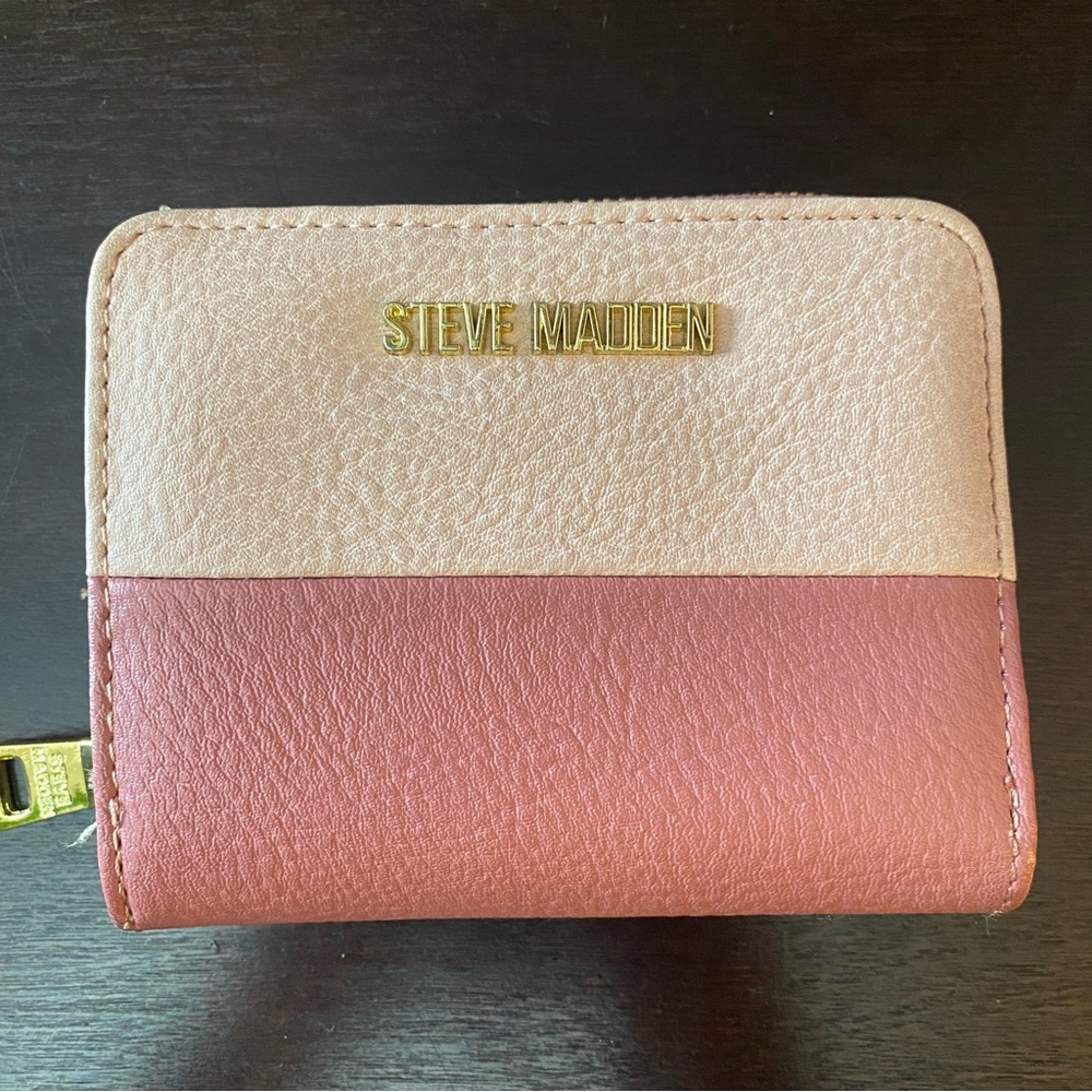 Steve Madden Wallet Pink and Blush Mini Fold Over Wallet Gold Interior NWOT